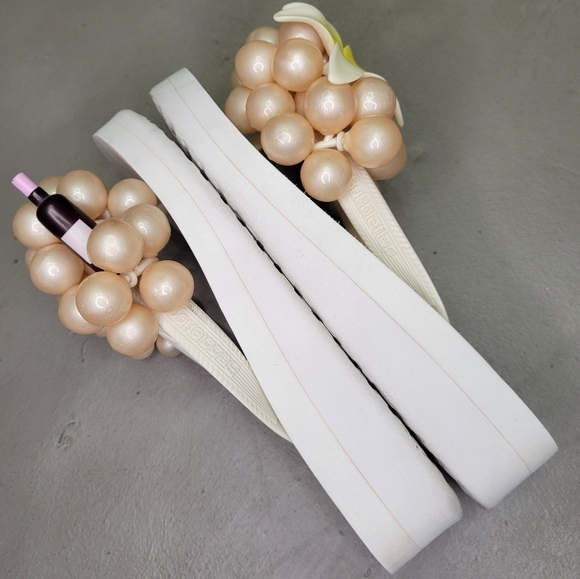 💍💎Platform Wedding Bridal Flipflops Women Size 6 [EUC] with Bubbles - Picture 8 of 17